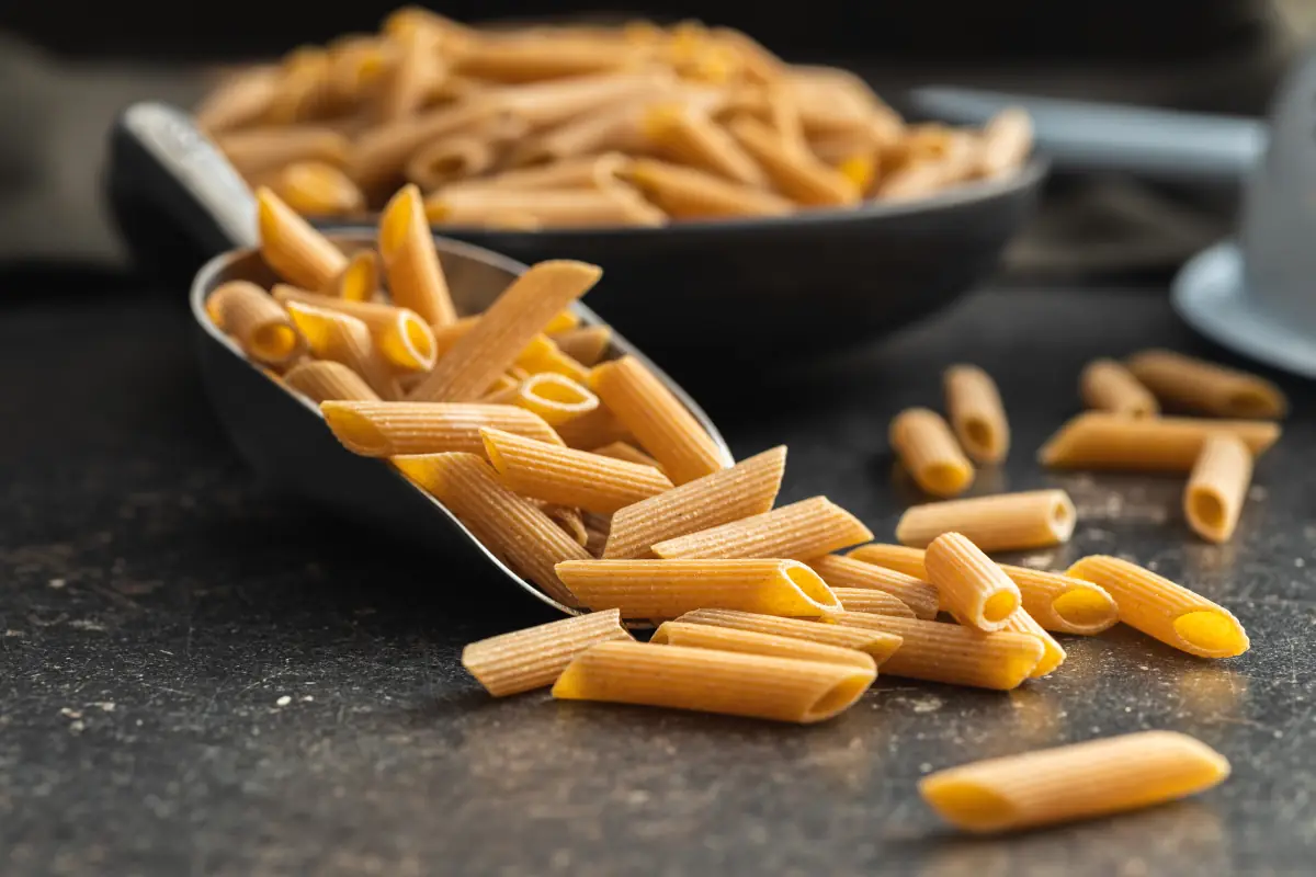 Fresh penne rigate short-cut pasta